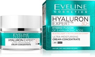 Koncentrēts mitrinošs sejas krēms ar hialuronskābi Eveline Hyaluron Expert 30+ 50 ml cena un informācija | Sejas krēmi | 220.lv