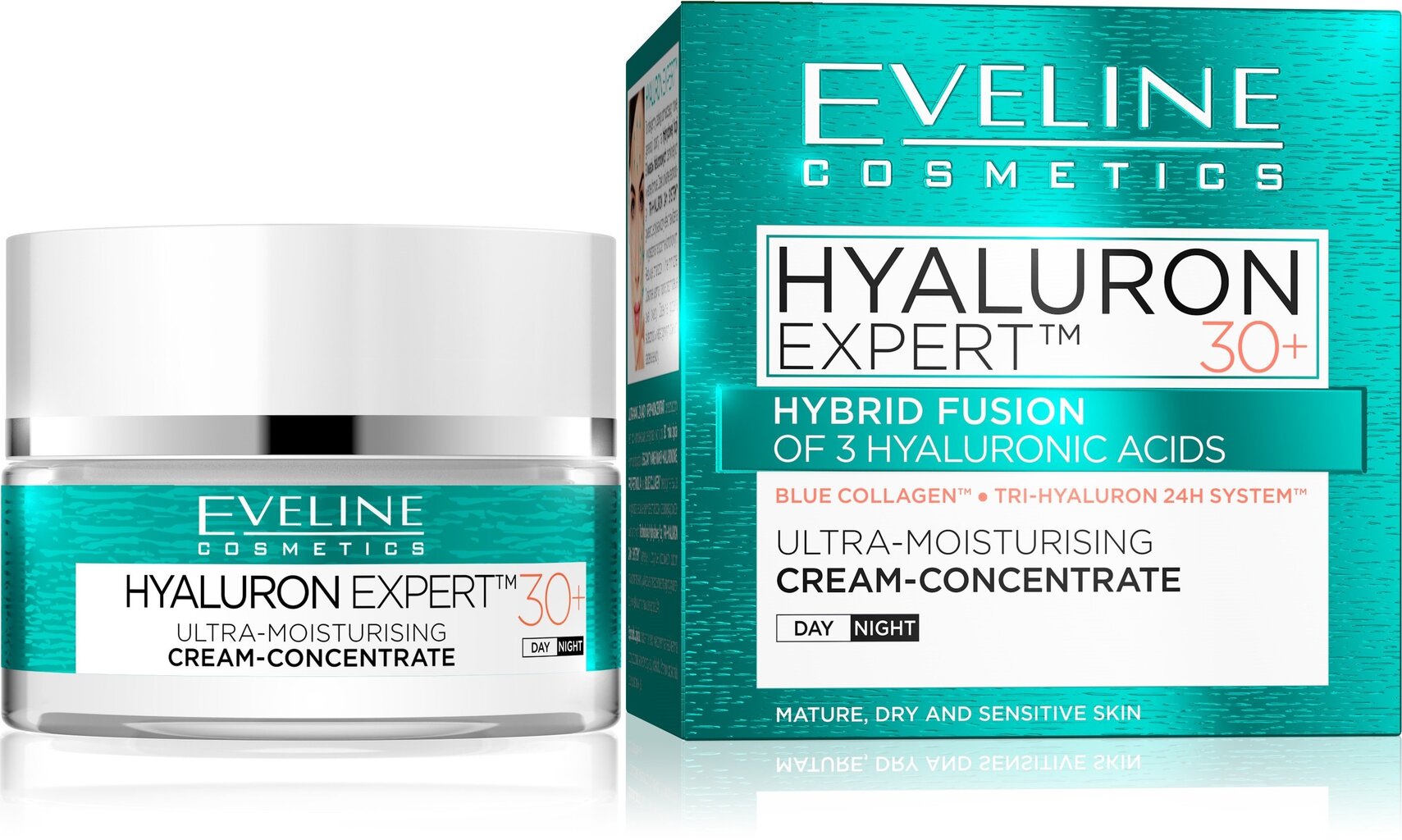 Koncentrēts mitrinošs sejas krēms ar hialuronskābi Eveline Hyaluron Expert 30+ 50 ml цена и информация | Sejas krēmi | 220.lv