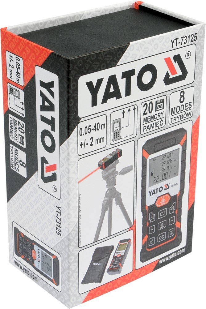 Attāluma mērītājs ar lāzeru Yato YT-73125 цена и информация | Rokas instrumenti | 220.lv