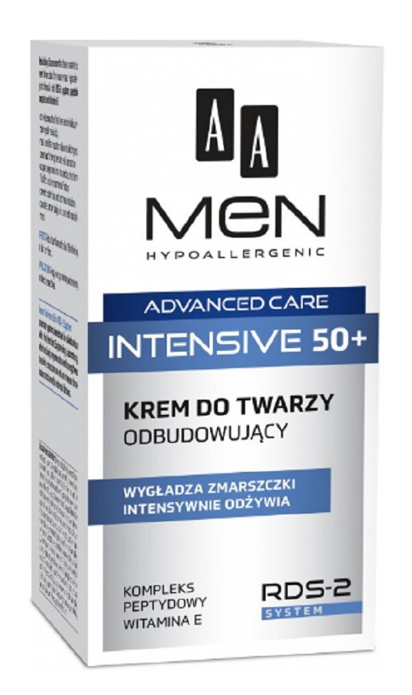 Barojošs sejas krēms vīriešiem AA Men Intensive 50+, 50 ml цена и информация | Sejas krēmi | 220.lv