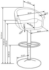 Bāra krēsls Halmar H 46, melns/balts cena un informācija | Virtuves un ēdamistabas krēsli | 220.lv