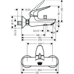 Jaucējkrāns Hansgrohe Novus, 71040000 cena un informācija | Jaucējkrāni | 220.lv