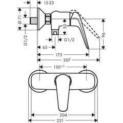 Dušas jaucējkrāns Hansgrohe Novus, 71060000 cena un informācija | Jaucējkrāni | 220.lv