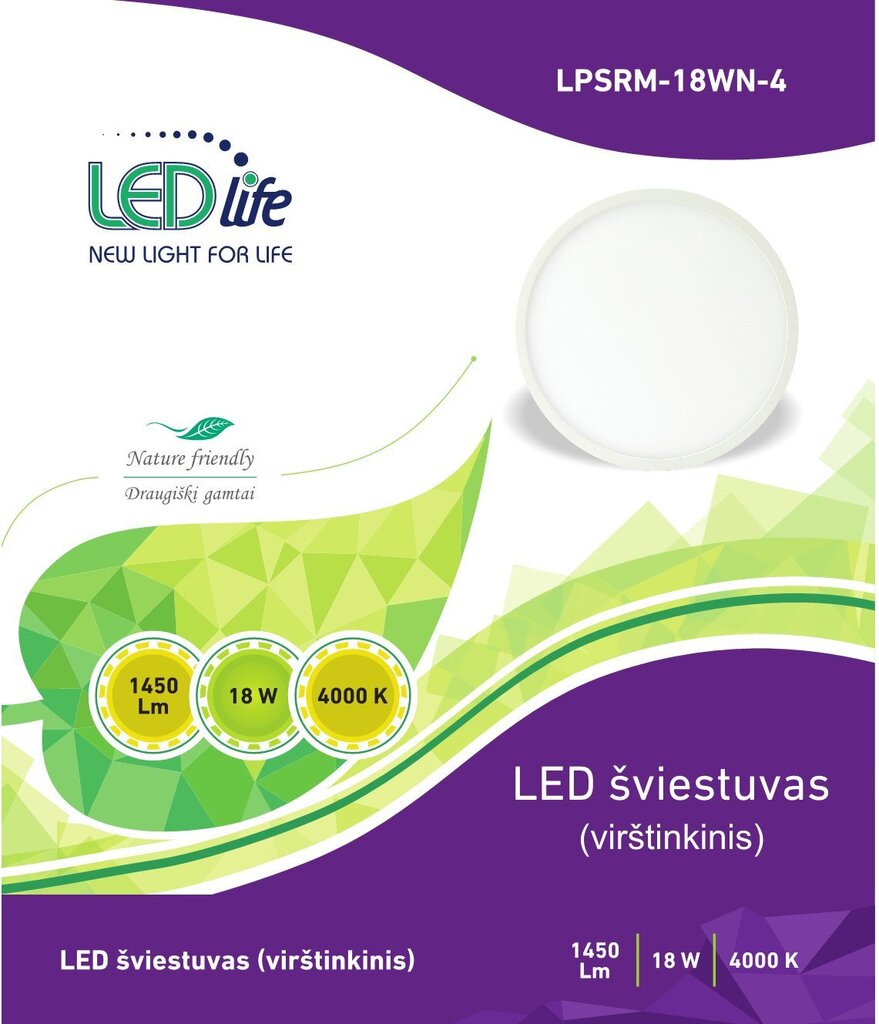 LEDlife LED sienas lampa 18W (apaļā) цена и информация | Sienas lampas | 220.lv