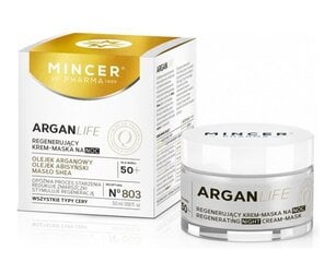Atjaunojošs nakts krēms - maska ​​Mincer Pharma Argan Life Nr.803 50 ml cena un informācija | Sejas krēmi | 220.lv