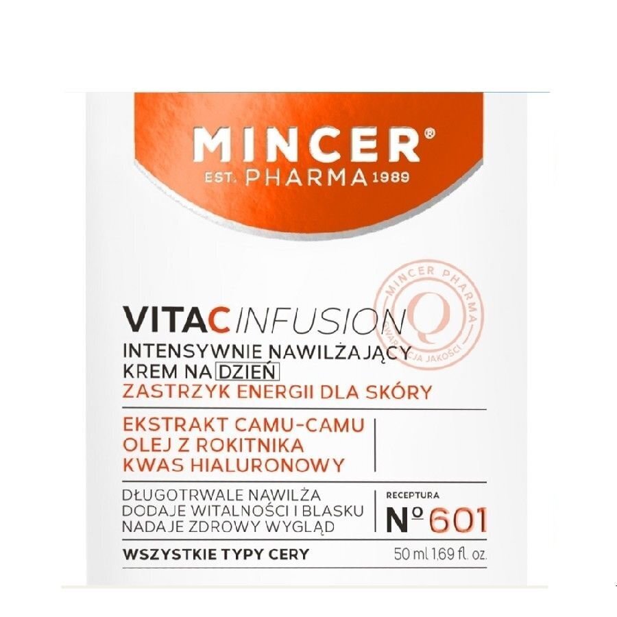 Intensīvs mitrinošs dienas sejas krēms Mincer Pharma Vita C Infusion Nr.601 50 ml cena un informācija | Sejas krēmi | 220.lv