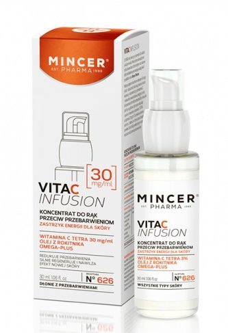 Atjaunojošs mitrinošs koncentrāts roku ādai Mincer Pharma Vita C Infusion Nr.626 30 ml цена и информация | Ķermeņa krēmi, losjoni | 220.lv