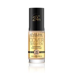 Ilgnoturīgs grima pamats Eveline Cover Sensation SPF10 30 ml, 108 Sand, 108 Sand cena un informācija | Grima bāzes, tonālie krēmi, pūderi | 220.lv