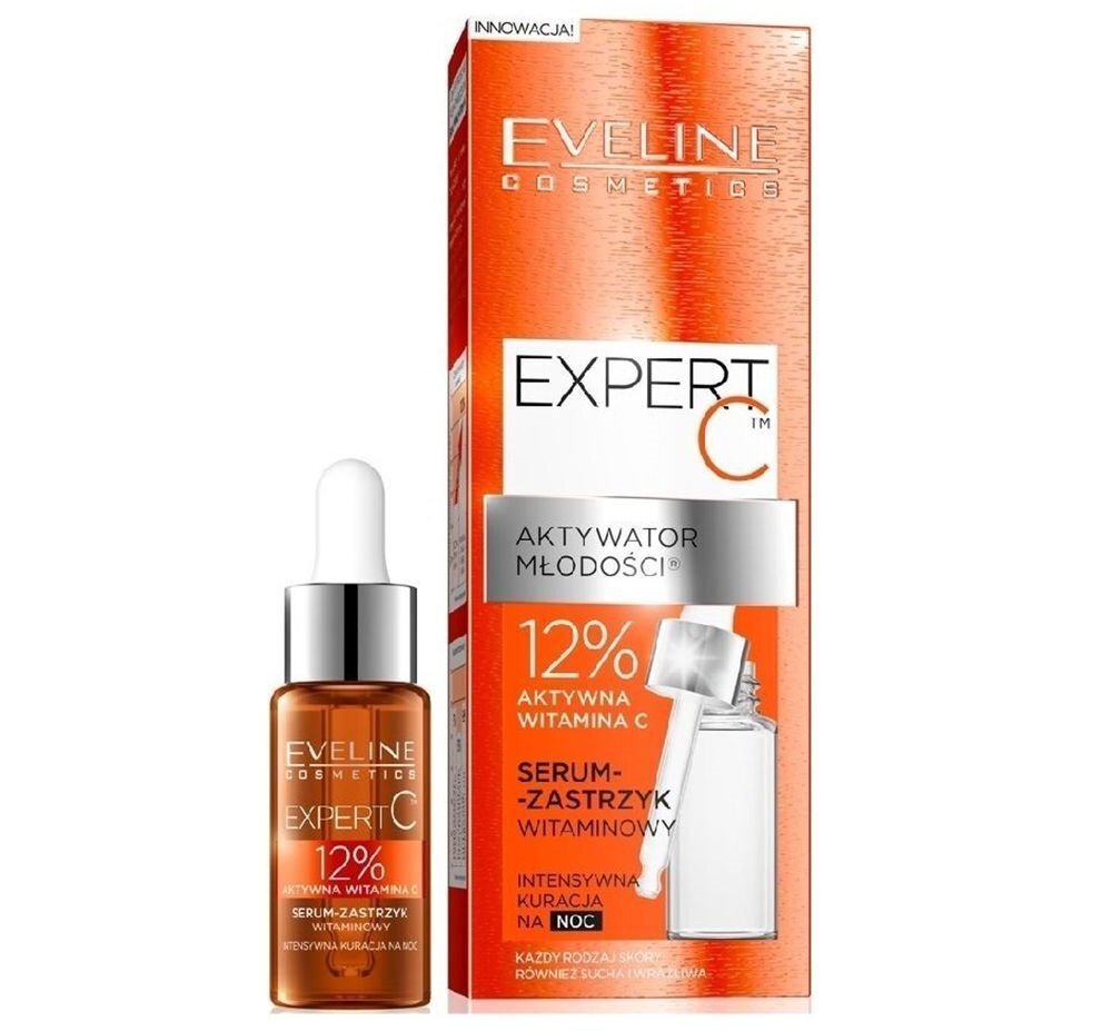 Atjaunojošs nakts sejas serums ar vitamīnu C Eveline Expert C 18 ml цена и информация | Serumi sejai, eļļas | 220.lv