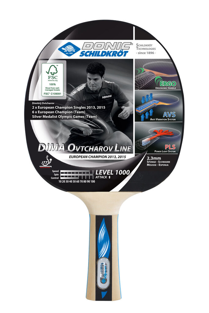 Galda tenisa rakete Donic Ovtcharov 1000 FSC цена и информация | Galda tenisa raketes, somas un komplekti | 220.lv