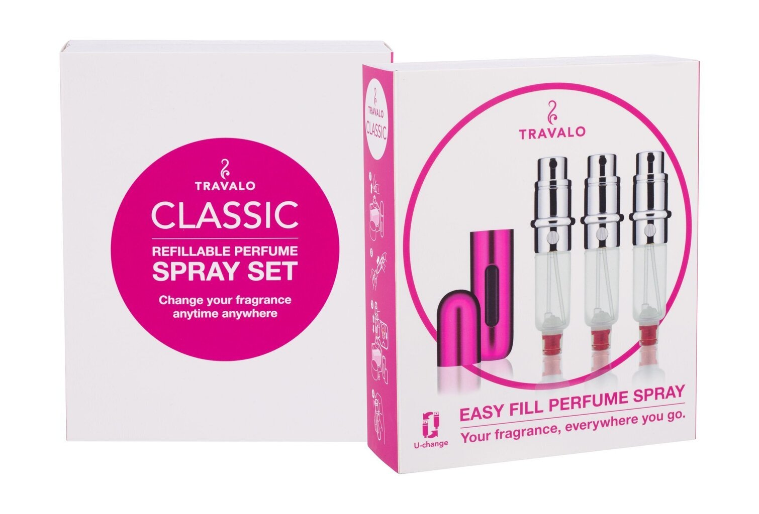 Uzpildāmi smaržu flakoni Travalo Classic HD, 3 x 5 ml (rozā) cena un informācija | Kosmētikas somas, spoguļi | 220.lv