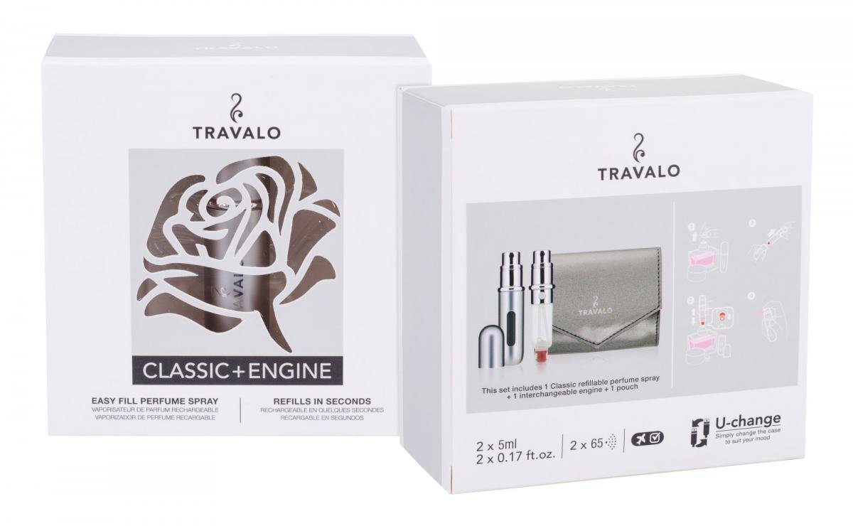 Travalo Classic HD atkārtoti uzpildāmas pudelītes 2 x 5 ml + maciņš cena un informācija | Kosmētikas somas, spoguļi | 220.lv