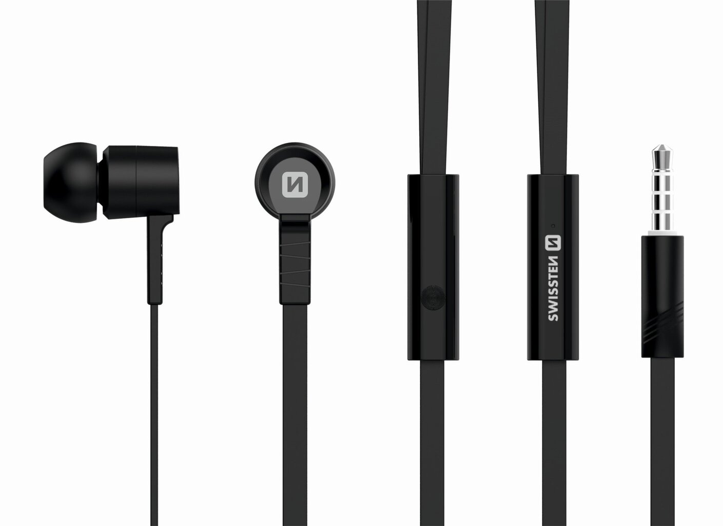 Swissten Earbuds Rainbow YS-D2 stereoaustiņas ar mikrofonu 3,5 mm / 1,2 m melnas cena un informācija | Austiņas | 220.lv