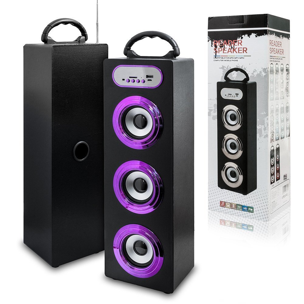 Mocco Tower Portable Bluetooth 4.0/15W/360 Surround/Micro SD/USB/Remote/FM/, violets cena un informācija | Skaļruņi | 220.lv