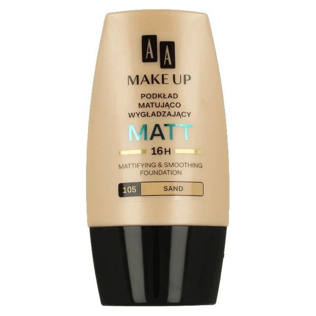 Matējošs grima pamats AA Make Up Matt Foundation 30 ml, 105 Sand, 105 Sand cena un informācija | Grima bāzes, tonālie krēmi, pūderi | 220.lv