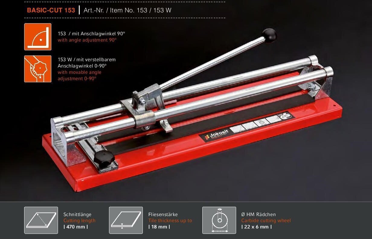 Flīžu griešanas mašīna JOKOSIT BASIC-CUT 153W (470 mm) cena un informācija | Rokas instrumenti | 220.lv