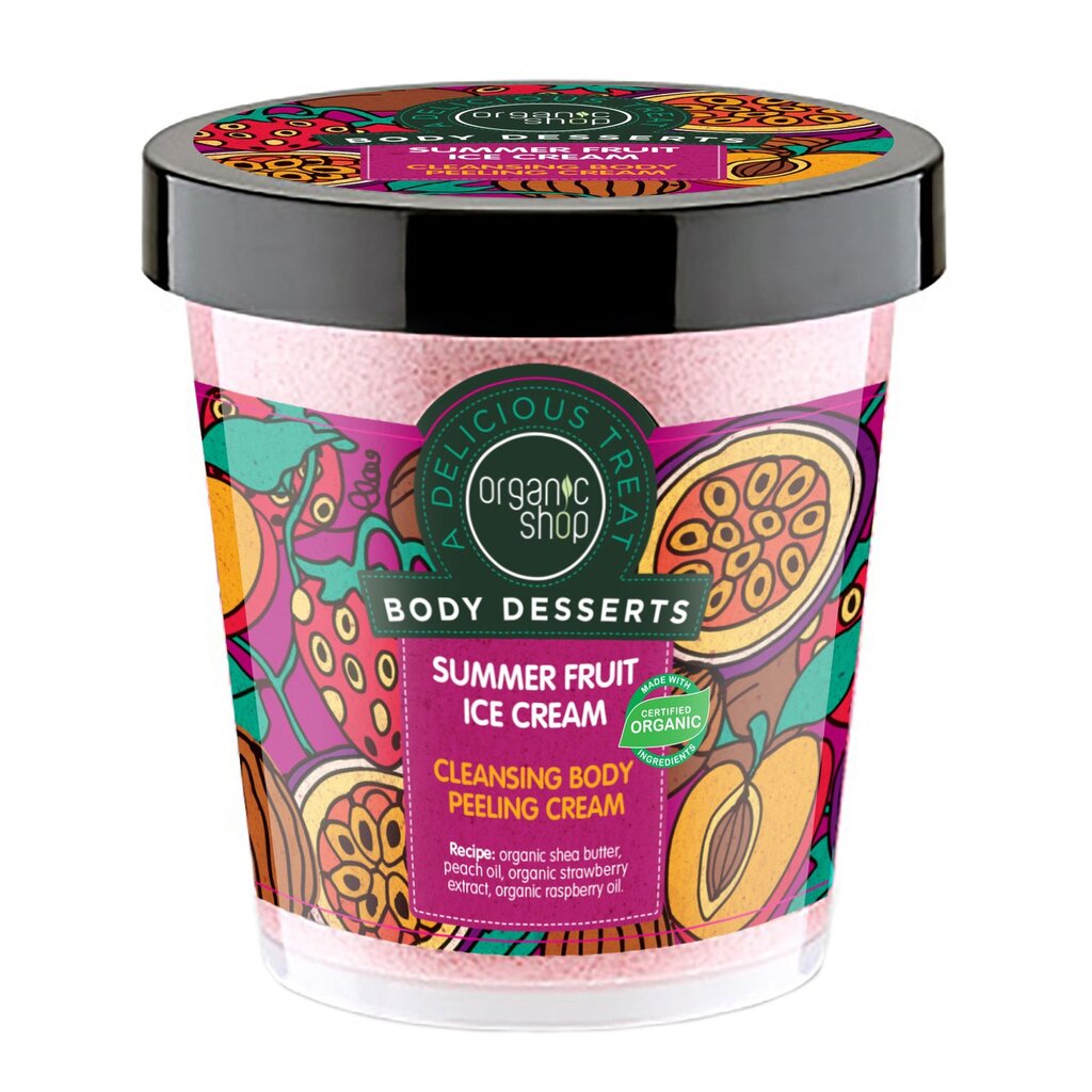 Attīrošs ķermeņa skrubis Organic Shop Body Desserts Summer Fruit Ice Cream, 450 ml цена и информация | Ķermeņa skrubji | 220.lv