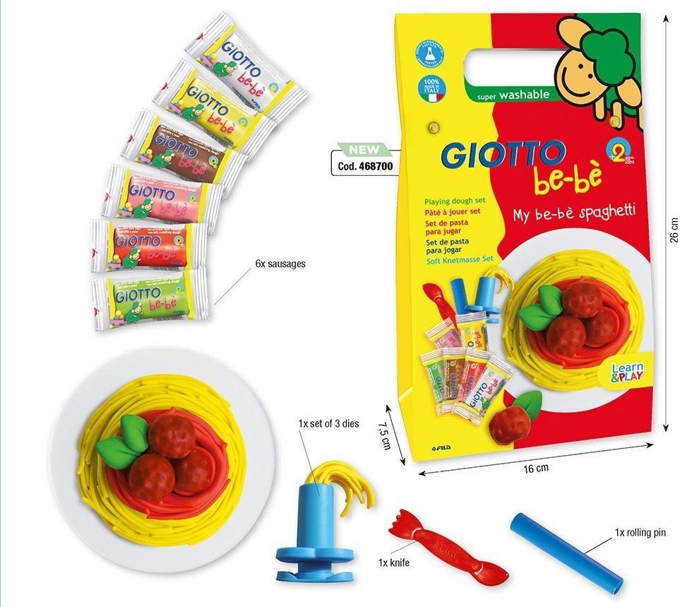 Plastilīna komplekts Fila Giotto BE-BE Spaghetti Dought 468700 cena un informācija | Attīstošās rotaļlietas | 220.lv