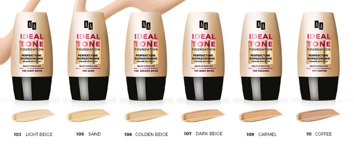 Grima pamats AA Ideal Tone 30 ml, Nr.105 Sand, Nr.105 Sand cena un informācija | Grima bāzes, tonālie krēmi, pūderi | 220.lv