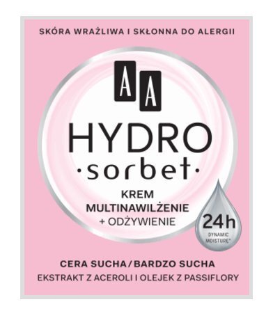 Mitrinošs, barojošs sejas krēms ar marakujas ekstraktu AA Hydro Sorbet 50 ml cena un informācija | Sejas krēmi | 220.lv