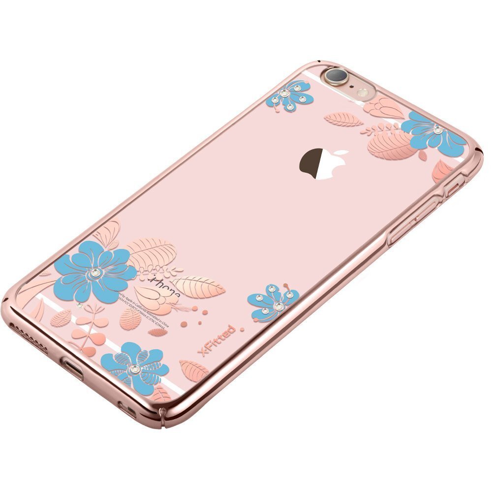 X-Fitted Plastic Case With Swarovski Crystals for Apple iPhone 6 / 6S Pink / Blue Flower cena un informācija | Telefonu vāciņi, maciņi | 220.lv