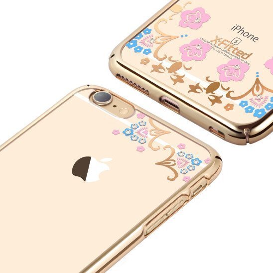 X-Fitted Plastic Case With Swarovski Crystals for Apple iPhone 6 / 6S Gold / Lucky Flower cena un informācija | Telefonu vāciņi, maciņi | 220.lv