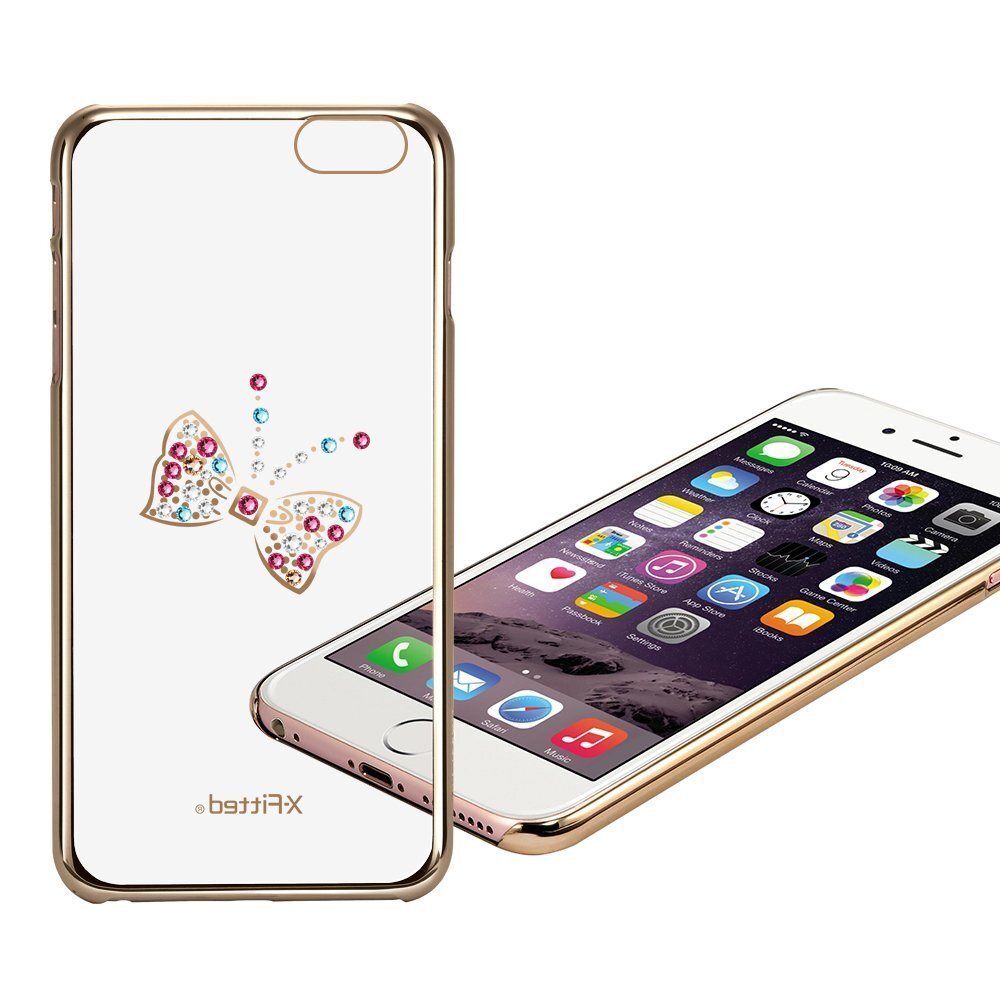 X-Fitted Plastic Case With Swarovski Crystals for Apple iPhone 6 / 6S Gold / Butterfly cena un informācija | Telefonu vāciņi, maciņi | 220.lv