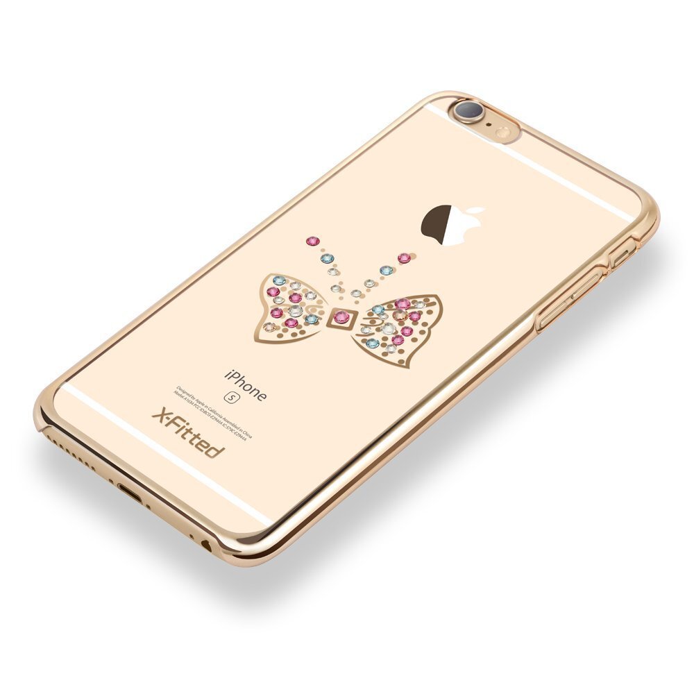 X-Fitted Plastic Case With Swarovski Crystals for Apple iPhone 6 / 6S Gold / Butterfly цена и информация | Telefonu vāciņi, maciņi | 220.lv