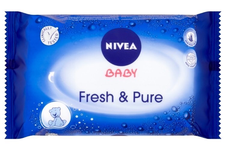 Mitrās salvetes zīdaiņiem Nivea Fresh & Pure 63 gab cena un informācija | Vates kociņi, mitrās salvetes | 220.lv