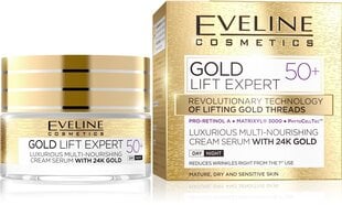 Barojošs sejas krēms normālai ādai Eveline Gold Lift Expert 50+, 50 ml cena un informācija | Sejas krēmi | 220.lv