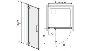 Dušas durvis nišai Sanplast Space Line DJ2/L/Space 80s, L cena un informācija | Dušas durvis, dušas sienas | 220.lv