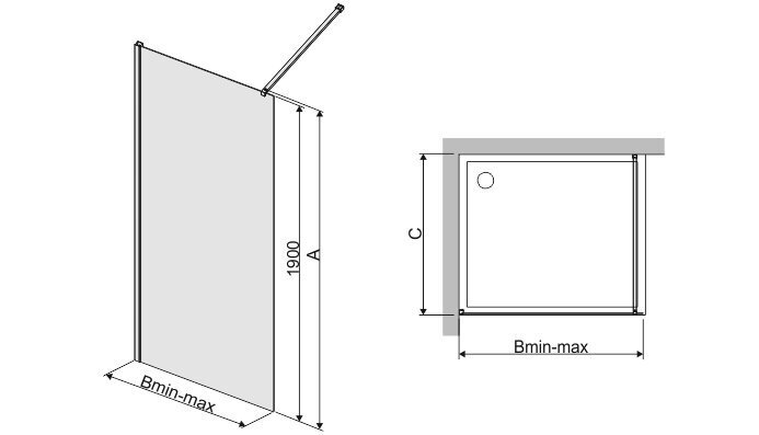 Walk-In dušas kabīne Sanplast TX P/TX5b 100s, profils- balts, dekorēts stikls grey цена и информация | Dušas durvis, dušas sienas | 220.lv