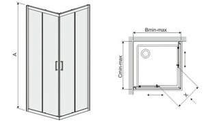 Sanplast TX KN / TX4b квадратная душе0вая кабина 90s, блестящий серебряный профиль, прозрачное стекло W0 цена и информация | Душевые кабины | 220.lv