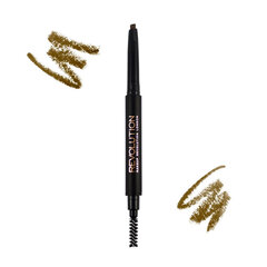 Uzacu zīmulis Makeup Revolution London Duo Brow 0,15 g, Light Brown cena un informācija | Uzacu krāsas, zīmuļi | 220.lv