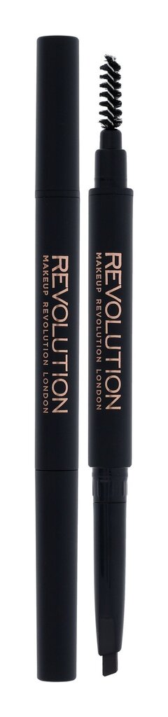 Uzacu zīmulis Makeup Revolution London Duo Brow 0,15 g, Dark Brown cena un informācija | Uzacu krāsas, zīmuļi | 220.lv