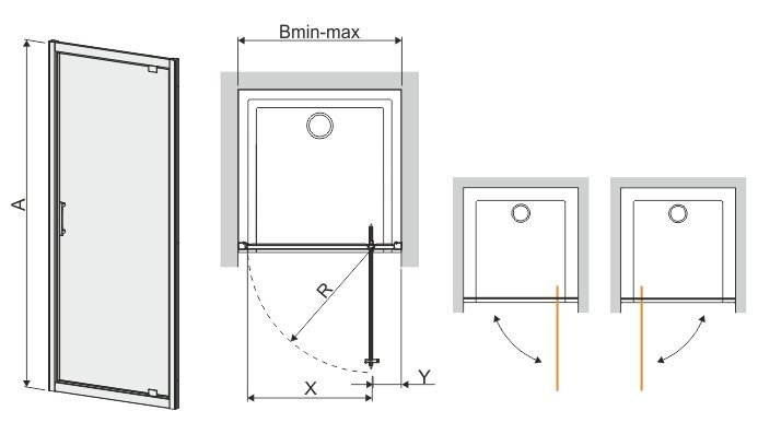 Dušas durvis nišai Sanplast TX DJ/TX5b 100s, profils- matēts sudrabains, caurspīdīgs stikls W0 цена и информация | Dušas durvis, dušas sienas | 220.lv