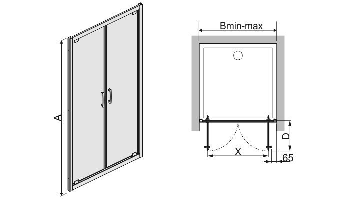 Dušas durvis nišai Sanplast TX DD/TX5b 70s, profils- manhatan, caurspīdīgs stikls W0 cena un informācija | Dušas durvis, dušas sienas | 220.lv