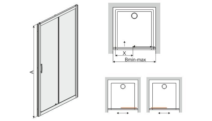 Dušas durvis nišai Sanplast TX D2/TX5b 90s, profils- pergamon, caurspīdīgs stikls W0 цена и информация | Dušas durvis, dušas sienas | 220.lv