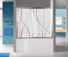 Vannas siena Sanplast TX D2-W/TX5b 120s, profils balts, dekorēts stikls grey cena un informācija | Piederumi vannām un dušas kabīnēm | 220.lv