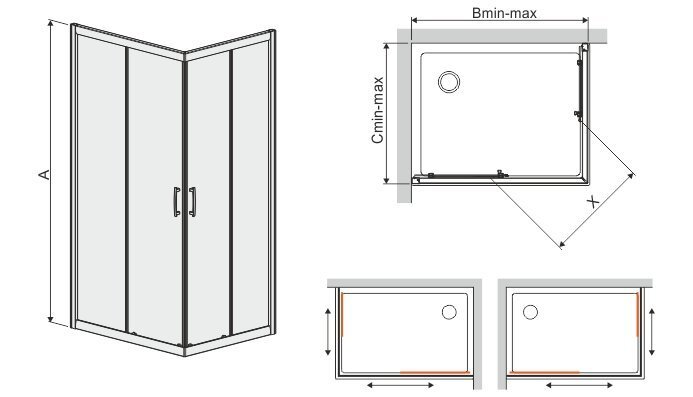 Stūra dušas kabīne Sanplast TX KN/TX5b 80x100s, profils manhatan, stikls Gray cena un informācija | Dušas kabīnes | 220.lv