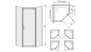 Угловой душ Sanplast TX PKDJ / TX5b 90s, профиль manhatan, прозрачное стекло W0 цена и информация | Душевые кабины | 220.lv