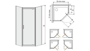 Угловой душ Sanplast TX PKDJ / TX5b 100s, профиль pergamon, украшенное стекло - cora цена и информация | Душевые кабины | 220.lv