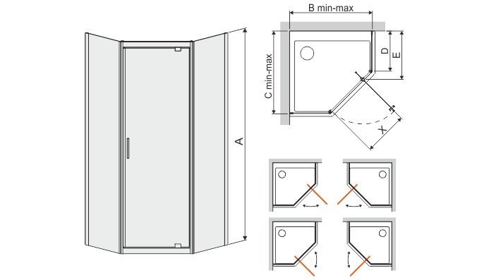 Stūra duša Sanplast TX PKDJ / TX5b 100s, profils bahama gaiši brūns, dekorēts stikls W15 цена и информация | Dušas kabīnes | 220.lv