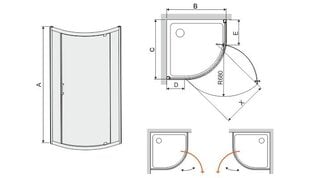 Угловая душевая кабина Sanplast TX KP1DJ / TX5b 90s, профиль пергамон, полупрозрачное стекло W0 цена и информация | Душевые кабины | 220.lv