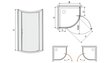 Stūra dušas kabīne Sanplast TX KP1DJ/TX5b 90s, profils matēts grafīts, caurspīdīgs stikls W0 cena un informācija | Dušas kabīnes | 220.lv