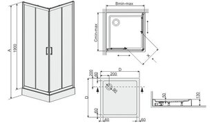 Угловая душевая кабина Sanplast TX KN /TX4b 80s, белый профиль, стекло Grey, с поддоном цена и информация | Душевые кабины | 220.lv