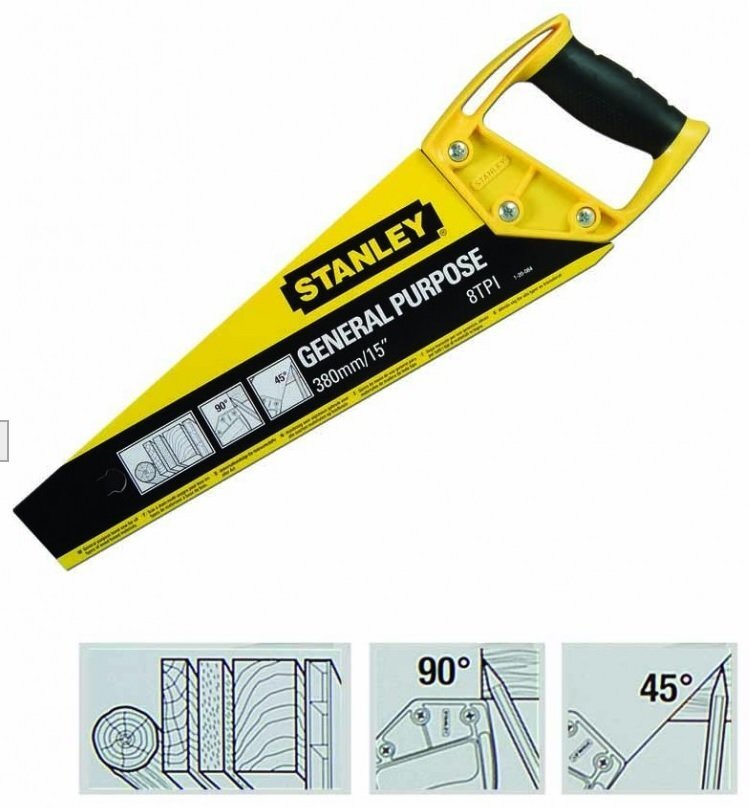 Rokas zāģis Stanley, 380 mm, 8 zobi cena un informācija | Rokas instrumenti | 220.lv