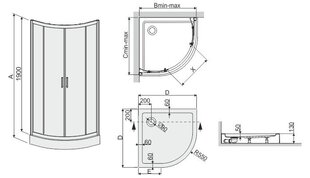 Угловая душевая кабина Sanplast TX KP4/TX4b 80s, профиль глянцевый серебристый, прозрачное стекло W0, с поддоном цена и информация | Душевые кабины | 220.lv