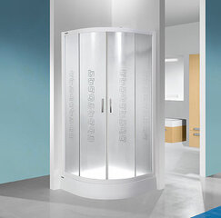 Stūra dušas kabīne Sanplast TX KP4/TX4b 90s, profils galncēts sudrabs, caurspīdīgs stikls W0, ar paliktni cena un informācija | Dušas kabīnes | 220.lv