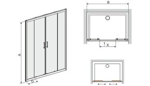 Dušas durvis ar nišu Sanplast TX D4/TX5b 130s, profils balts, caurspīdīgs stikls W0 cena un informācija | Dušas durvis, dušas sienas | 220.lv